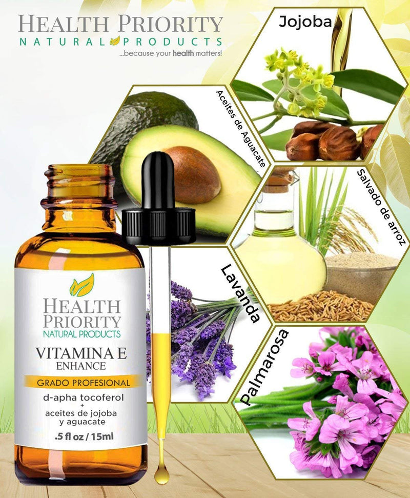 Organic Vitamin E Aceite: 100% Natural: Para Rostro Y Piel Y Mejor Que En