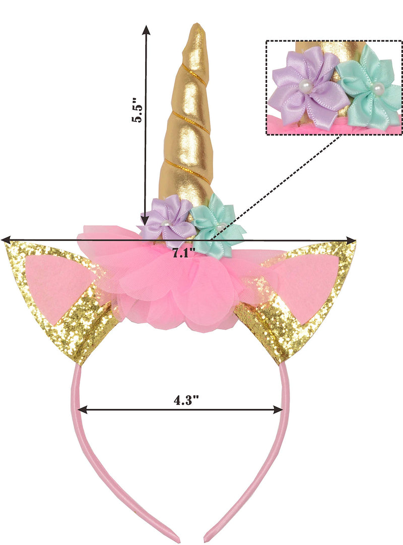 Unicorn Headband and Pink Satin Sash Unicorn Birthday Party Supplies Favors