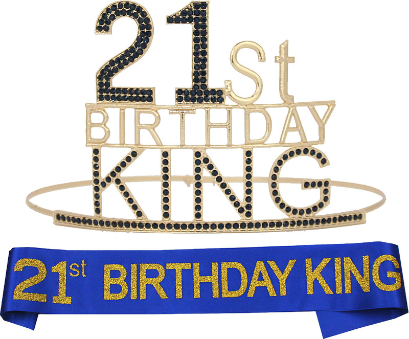 21st Birthday Royal Crown for Men and Boys, Sash and Lapel Pin for Men and Boys, Royal