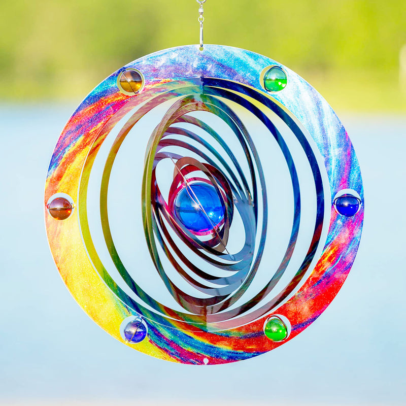 Celestial Planet Kinetic Wind Spinner for Yard and Garden, Outdoor Wind Spinner