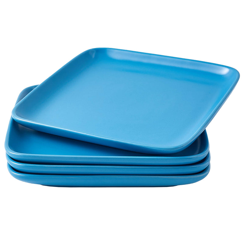 10 Inch Square Blue Plates, Set of 4 Cute Square Ceramic Salad Bowls