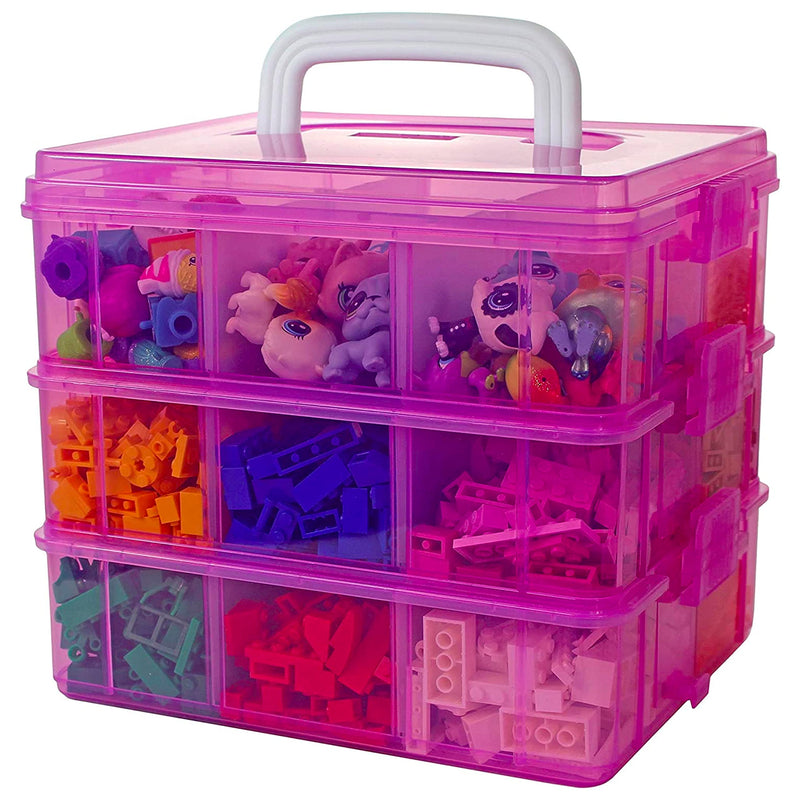 Stackable toy storage organizer compatible with Lol Surprise dolls