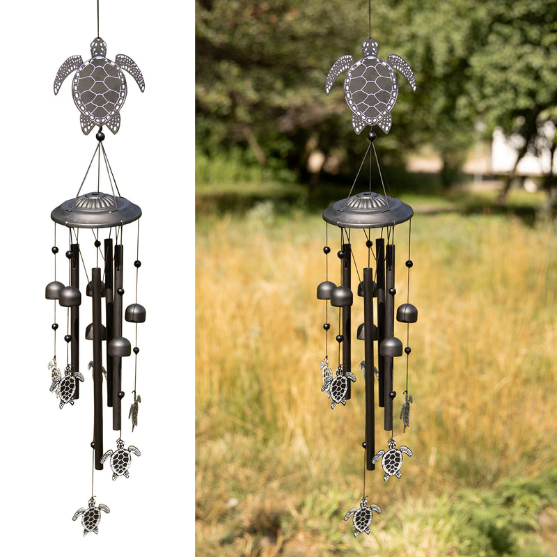 32" H Black Sea Turtle Outdoor Wind Chimes Unique Sea Turtle Wind Chimes