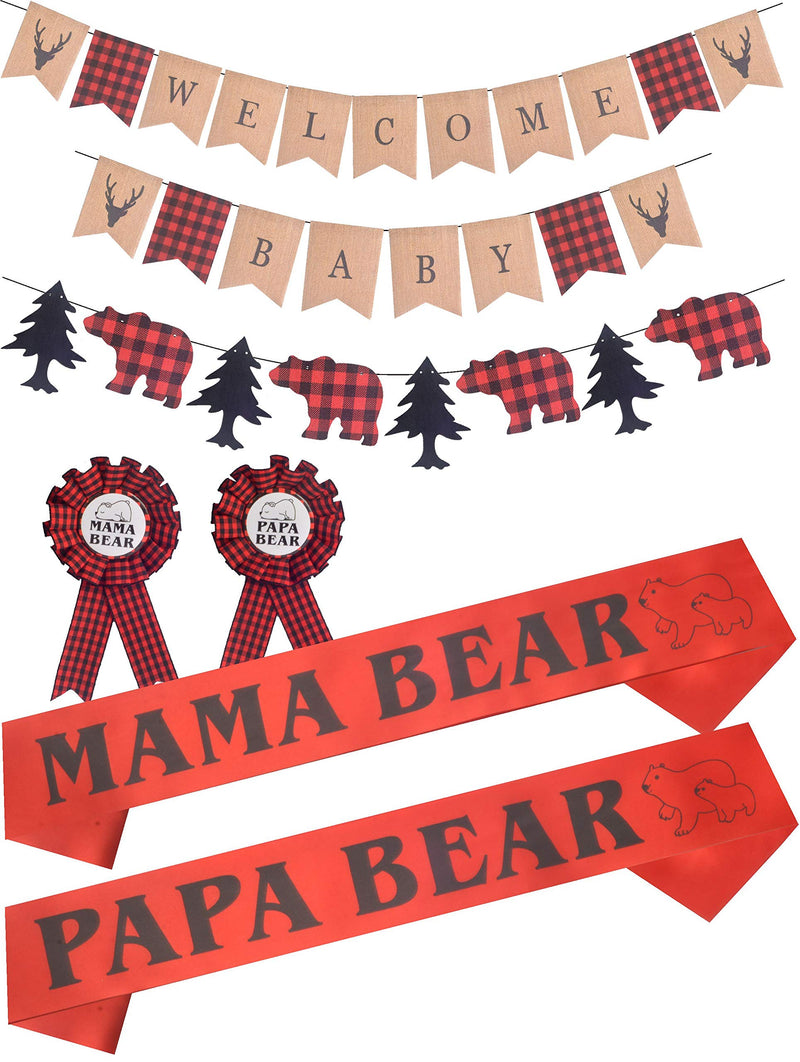 Lumberjack Welcome Baby Shower Decoration, Wood Plaid Baby Shower, Jute Burlap