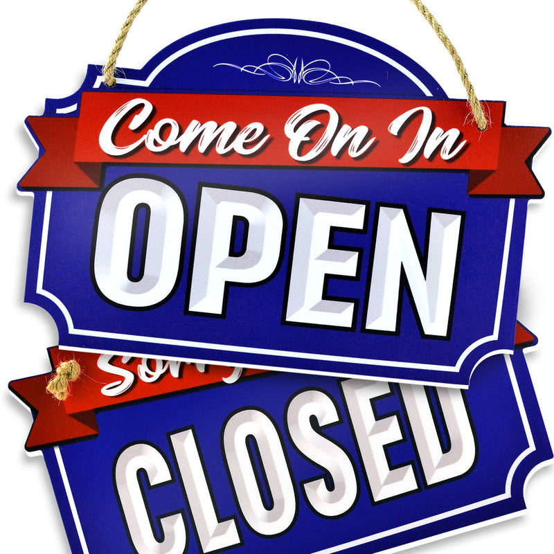 Open Closed Business Door Signs - PVC 9" x 14" XL Reversible Double