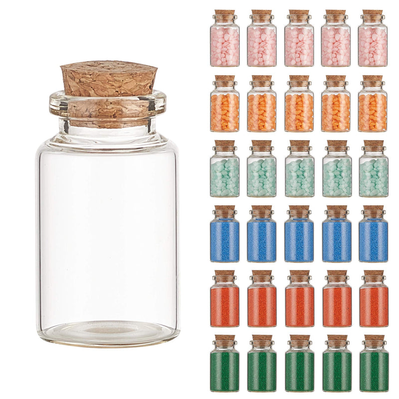 Pack of 30 transparent glass message bottles with cork stoppers, glass wish bottles