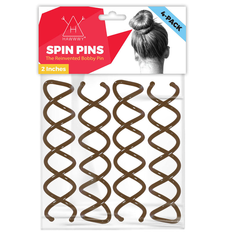 Spiral Spinning Pins - 4 Pack Brown Spinning Pins, Easy and Quick, Scratch Free Alloy