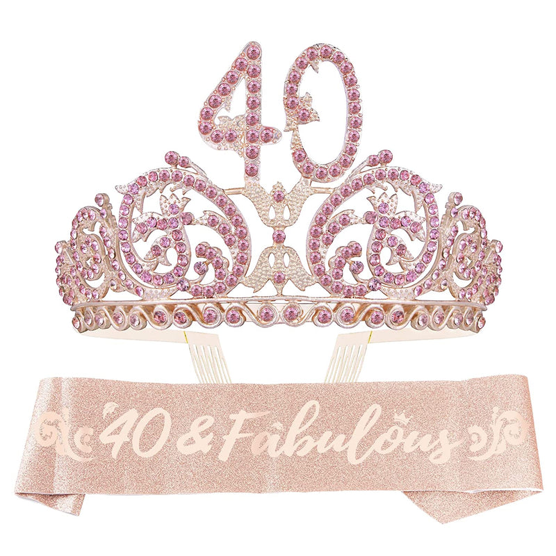 40th Birthday Sash and Tiara for Women - Fabulous Glitter Sash + Forest