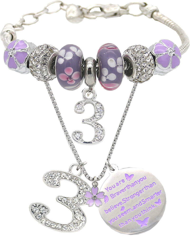 3rd Birthday Girl Bracelet Necklace 3rd Birthday Girl