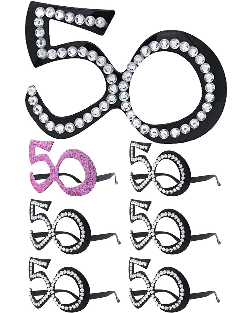 50th Birthday Decorations for Women - 50 Bright Pink 50 Glasses Set