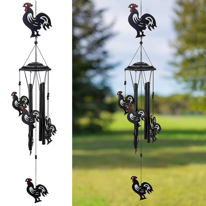 33" H Rhythmic Roosters Chicken Outdoor Wind Chimes, Unique Roosters