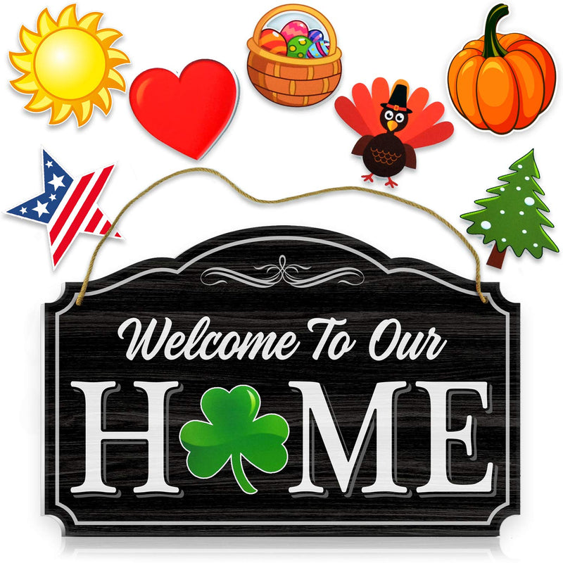 Welcome to Our Home Signs White Wood Grain Print Wall and Front Door Decoration -