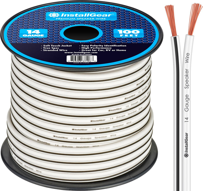 14 Gauge Awg Speaker Wire (100 Feet - White) White speaker wire