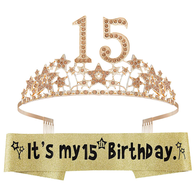 Girls 15th Birthday Sash and Tiara - Fabulous Set: Glitter Sash