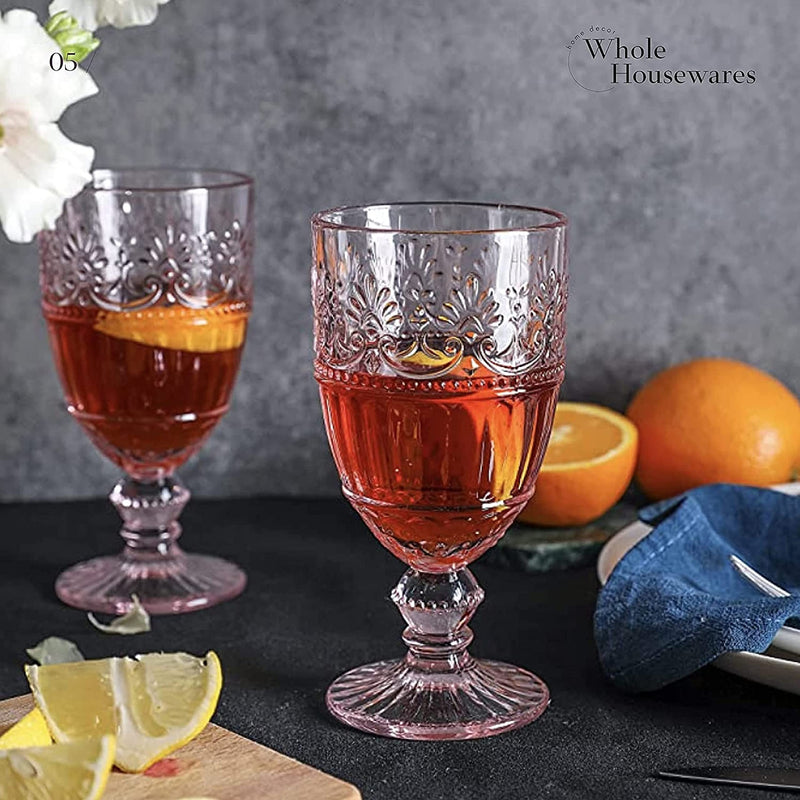 Glasses set of 6 drinking glasses 330 ml embossed design drinking cups