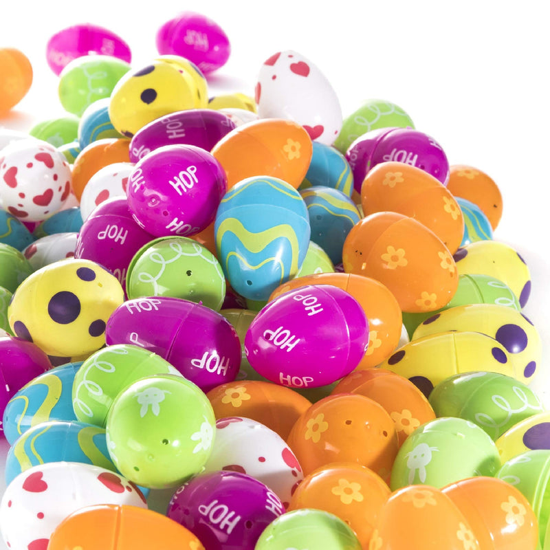 Easter eggs, 100 pieces, large plastic Easter eggs, colorfully printed