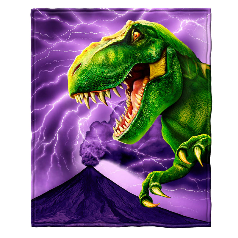 T-Rex Fleece Bed Blanket 75" x 90" Jurassic Fleece Throw Blanket