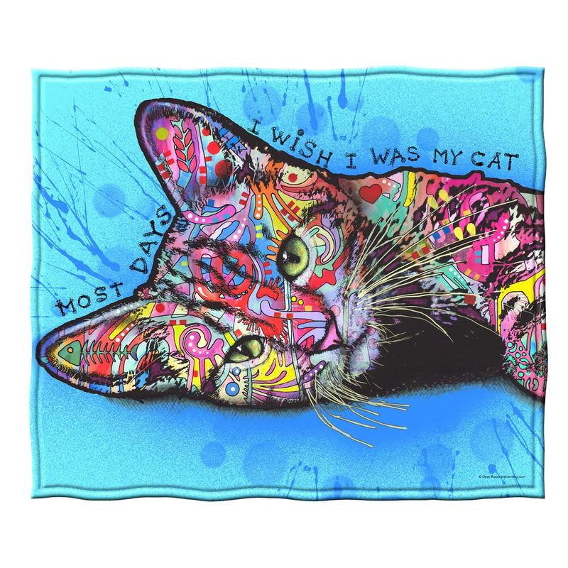 Colorful Cat Fleece Bed Blanket 50" x 60" Dean Russo Iii Cat Fleece