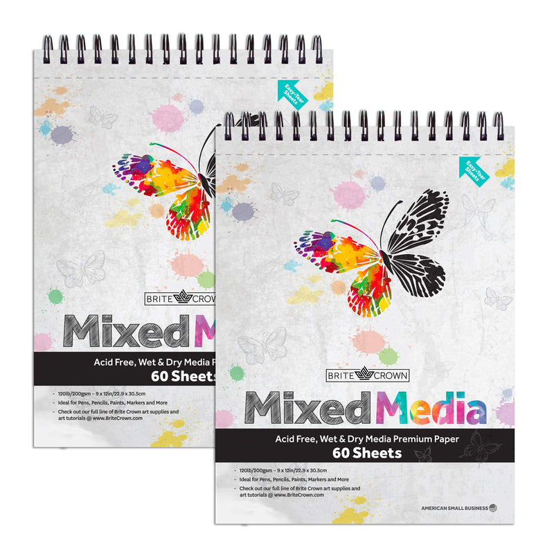 Mixed Media Sketchpad 2 Pack 9x12 Sketchbook 120 Sheets