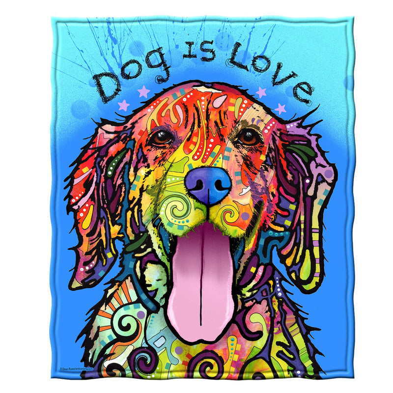 Colorful Dog Fleece Bed Blanket 50" x 60" Dean Russo Dog Fleece Throw