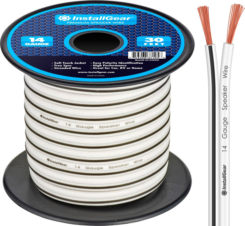 14 Gauge Awg Speaker Wire (30 Feet, White) - White speaker wire