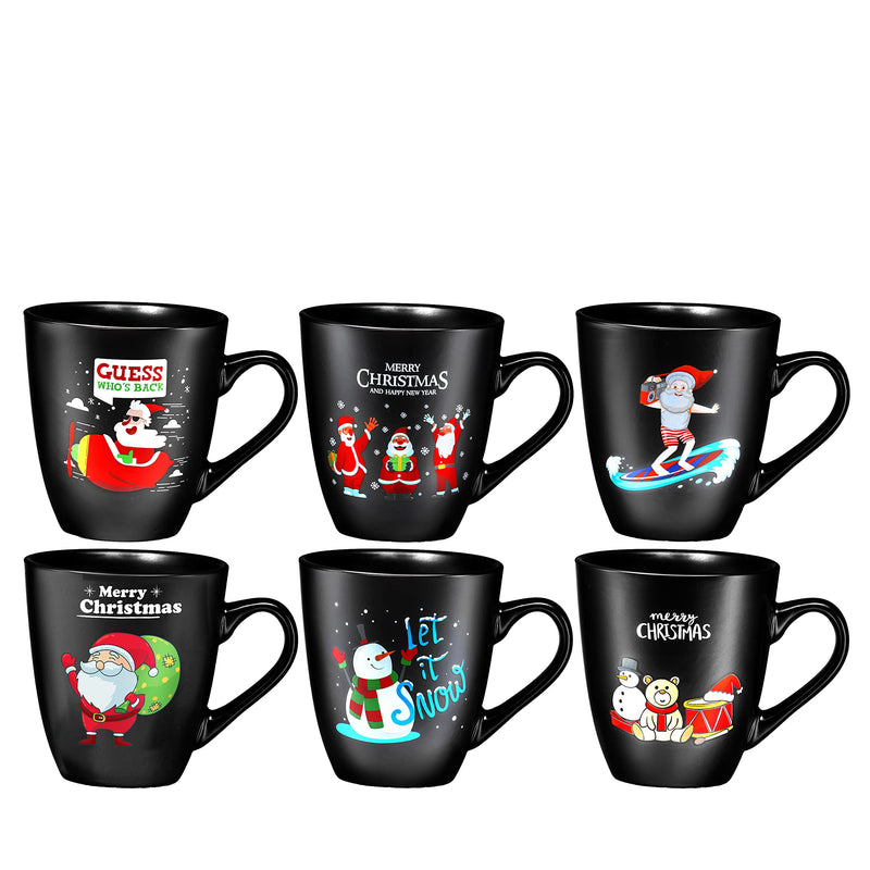 16oz Christmas Themed Ceramic Coffee Mug Set 6 Pieces Best Coffee Christmas Mug Set