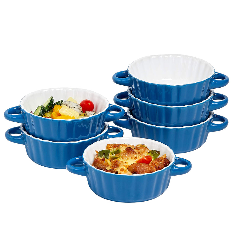 Ceramic Soup Bowls with Double Handles, Stacked 10 Ounce French Onion Bowls