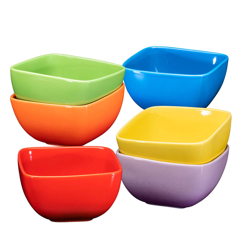 26oz Multicolor Square Porcelain Ceramic Soup Bowls with Handles, Stock Pots