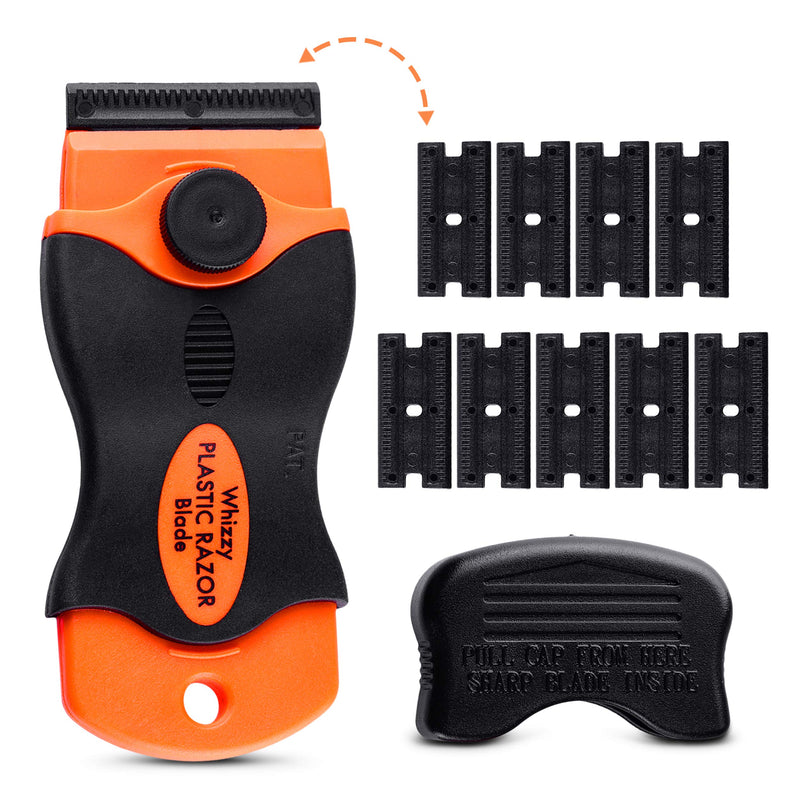 Multi-purpose plastic razor blade scraper, 10 double-edged plastic blades