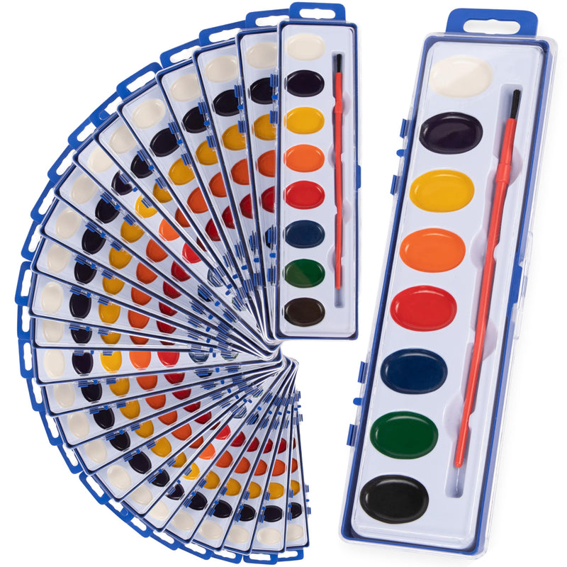 Watercolor Paint Set for Kids - 24 piece set with 8 bright, washable colors