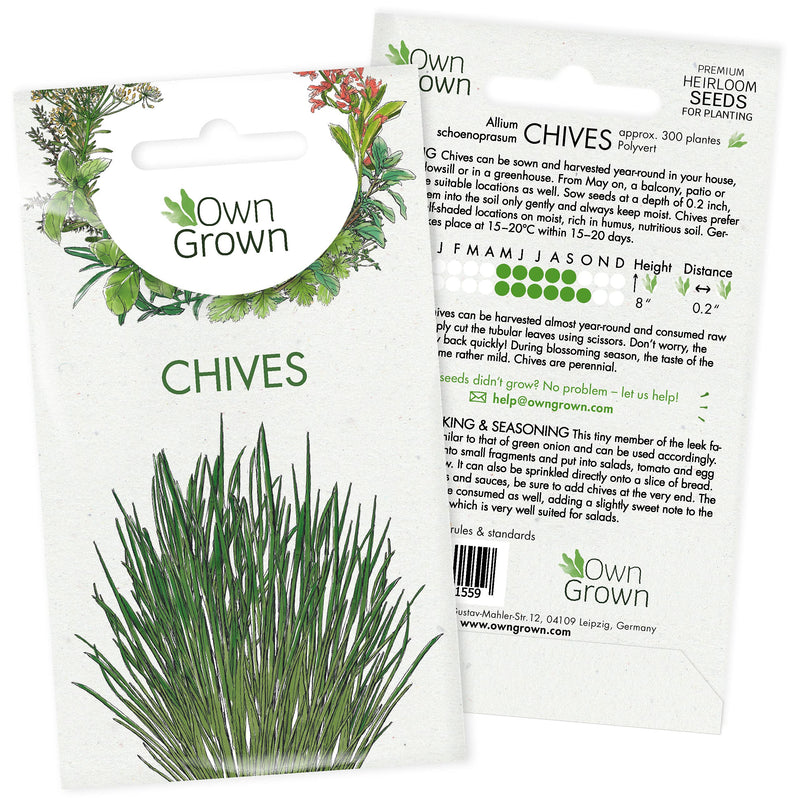 Chive Seeds (Allium Schoenoprasum), Perennial Herb Plants For Planting Indoor And Garden, Grow Your Own Chive Plant: Herb Seeds For About 400 Chive Plants By Owngrown