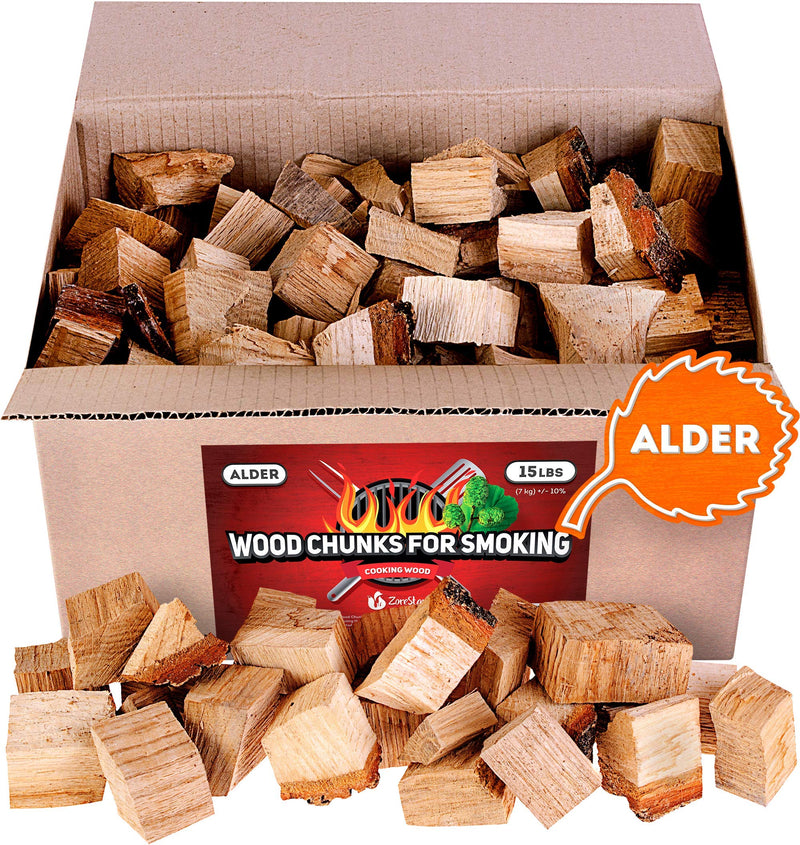 Alder Wood Chunks for Smoking and Grilling - Grill Wood 15 Pounds - All