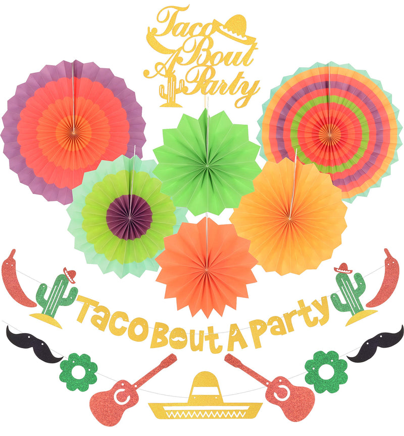 Taco Bout A Party Decorations Gold Glitter Taco Bout A Party Banner Sign for