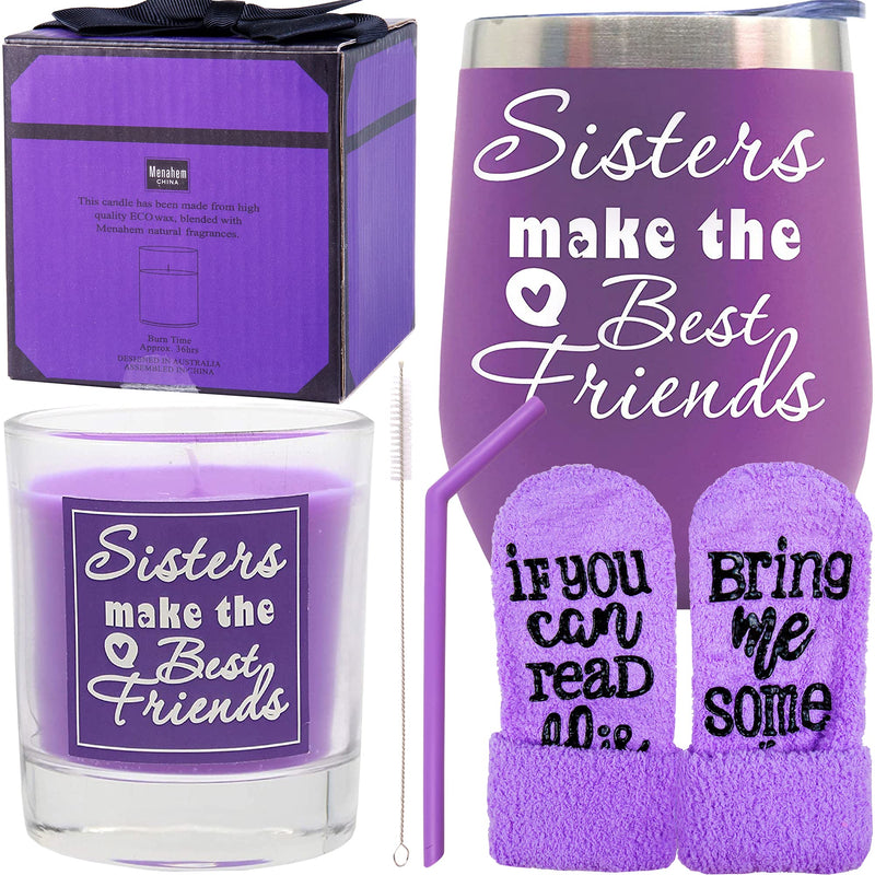 Birthday Gifts for Sister - Purple Mug, Socks, Candle Gift Set - Women