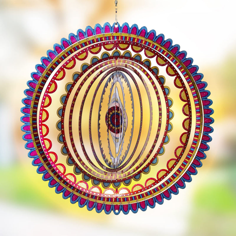 Sunrise Mandala Kinetic Wind Spinner for Yard and Garden, Outdoor Wind Spinner