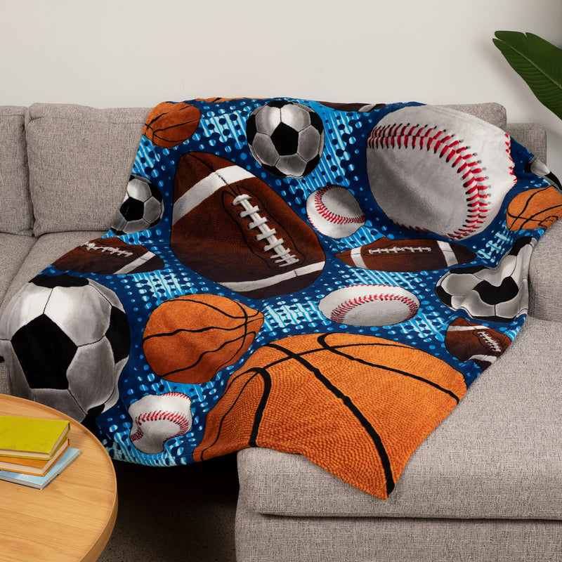 Sports Fleece Blanket for Bed 50" x 60" Sports Fan Fleece Throw Blanket