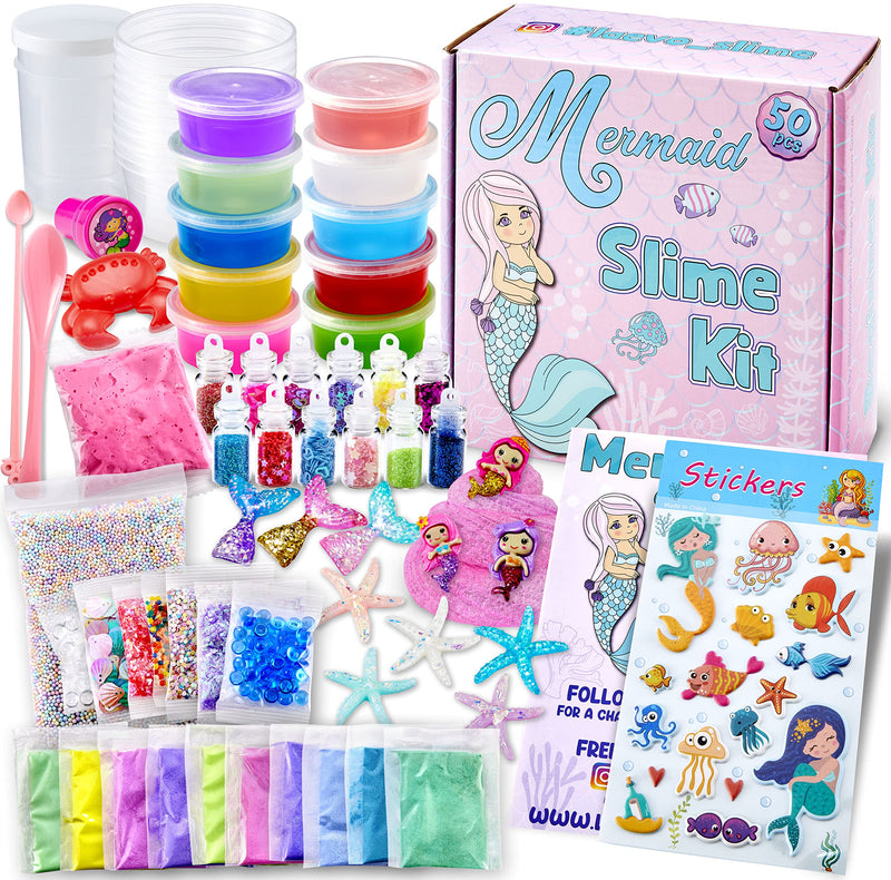 Mermaid Slime Kit - DIY Slime Kit for Kids - Party Mermaid Gift for Girls - Make Your Own