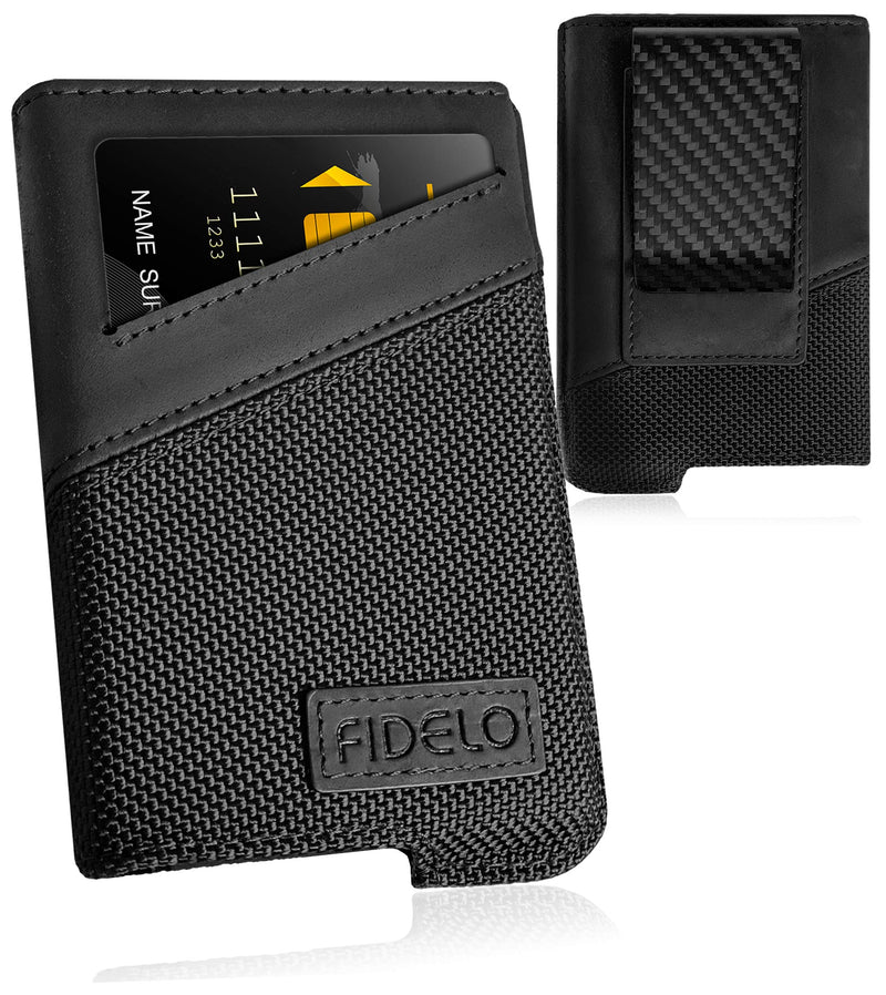 Carbon Fiber/Aluminum Pop Up Wallet Case - Crazy Horse Leather