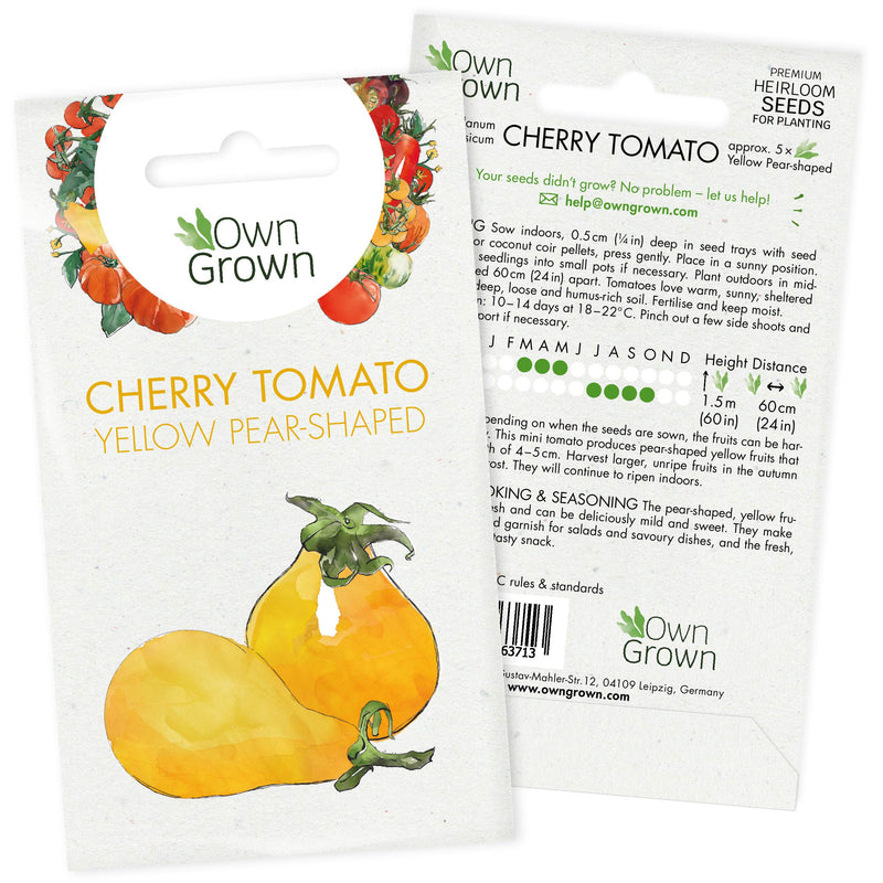 Grow Your Own Tomato Seeds: Premium Cherry Tomato Plant Seeds For 5 Yellow Pear Shaped Tomato Plants – Yellow Tomato Seeds For Planting - Garden Seeds - Yellow Tomatoes For Planting By Owngrown