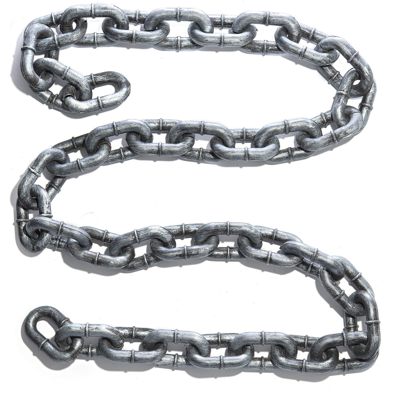 Fake Chain Halloween Prop Silver & Black 6 Foot Large Plastic Chain Link,