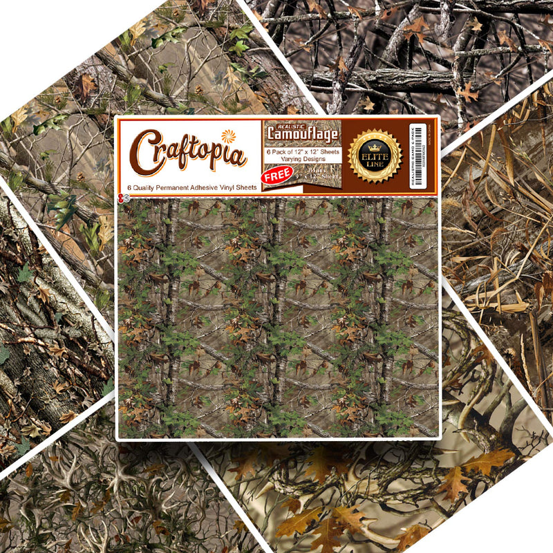 Camo Vinyl for Cricut Adhesive Sheets 6 and 1 Bonus Pack Camo Htv Heat