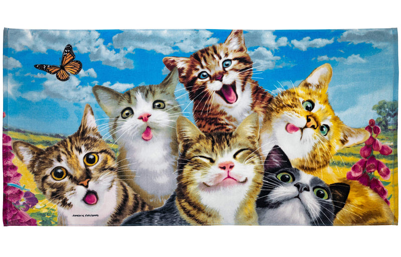 Selfie Cat Beach Towel for Women Girls Kids Men Cat Bath Towel Print