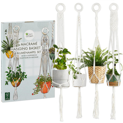 Macrame hanging basket set 4x flower pot hanging basket 95cm long macrame