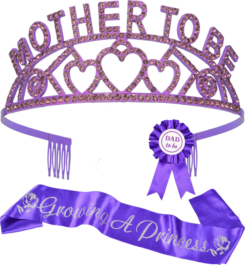 Baby Shower Decorations for Expectant Mom and Dad, Metal Tiara in Purple + Purple