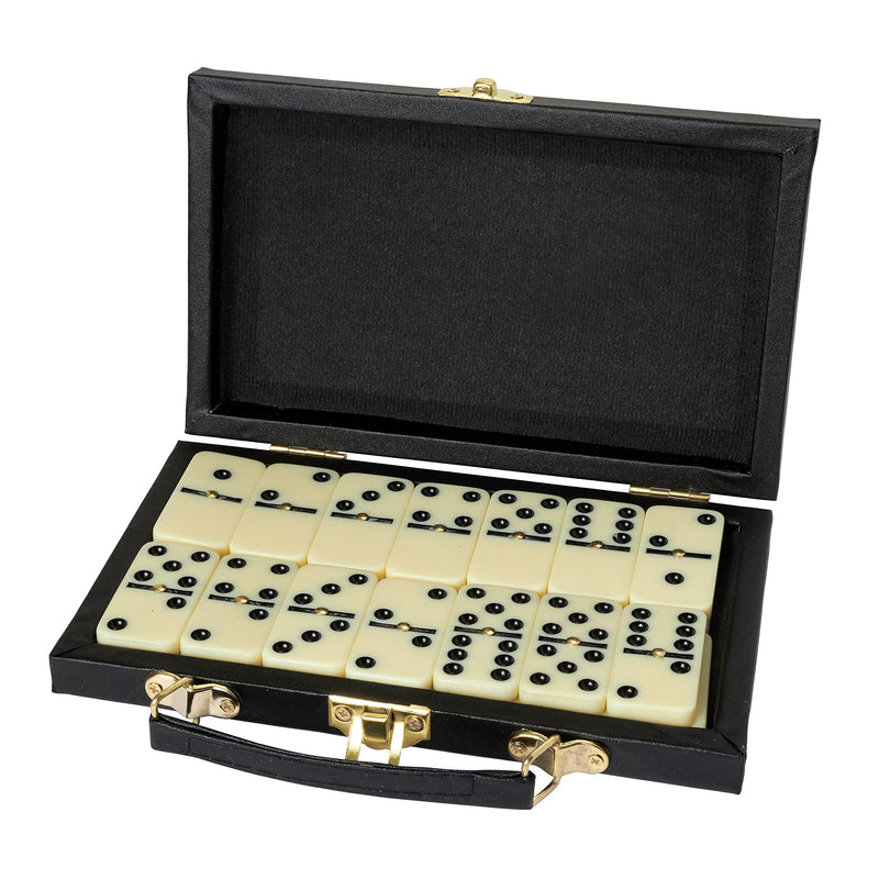 Domino Set - Classic 28 Piece Double Six - Sturdy Brown Wooden Box - 2-4