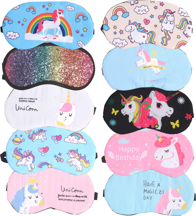 Unicorn Sleeping Masks 10 Pack Soft Plush Blindfold Cute Unicorn Horn Sleep