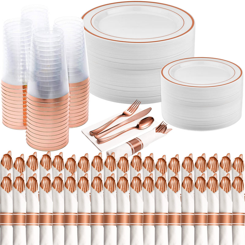 350-piece disposable plastic tableware set for 50 guests - including dinner and salad