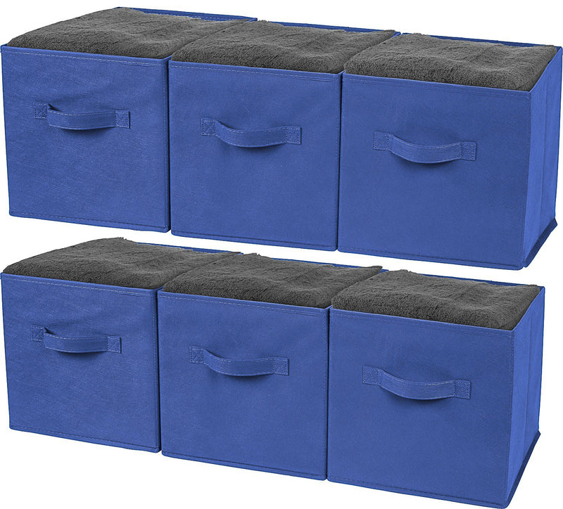 Foldable Storage Cubes 6 Pack (Royal Blue) Closet Organizer Storage Basket/Box