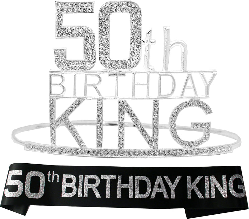 50th Birthday Royal Crown for Men and Boys, Sash and Lapel Pin for Men and Boys, Royal