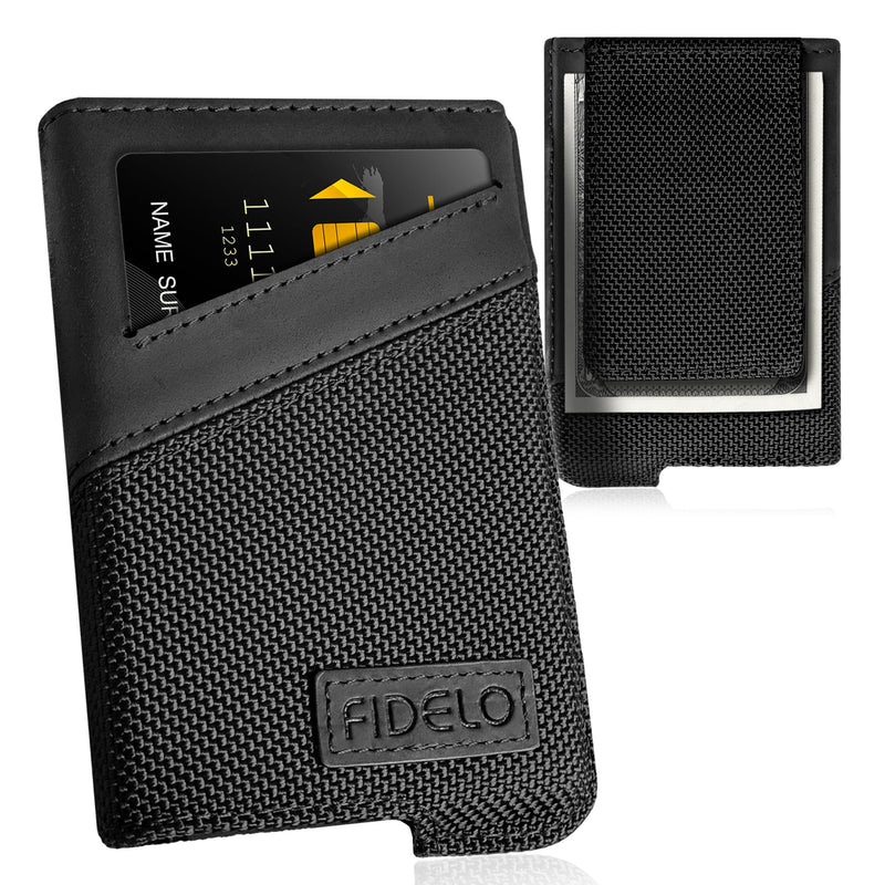 Carbon Fiber/Aluminum Pop Up Wallet Leather Case - Crazy Horse Leather